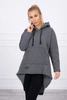 Padded sweatshirt with long back and hood graphite