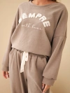 Women's corduroy set with sweatshirt and jogger pants fango green