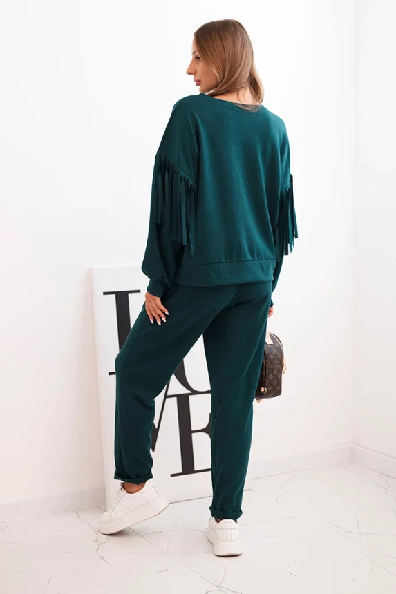 Women's butter set with fringes on the sleeves teal