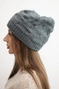 Women's winter hat made of wool with decorative weave K451 dark gray