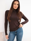 Women's viscose sweater with a turtleneck and long sleeves ciemny brązowy