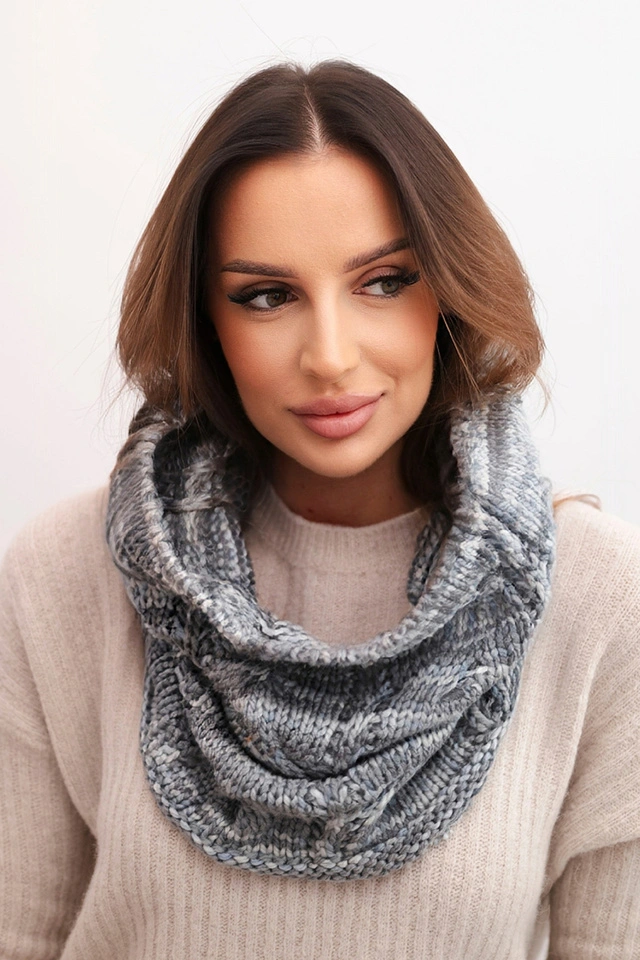 Women's soft wool blend winter scarf KN25 gray+graphite