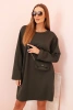 Plus Size women's viscose dress with a chain bag khaki