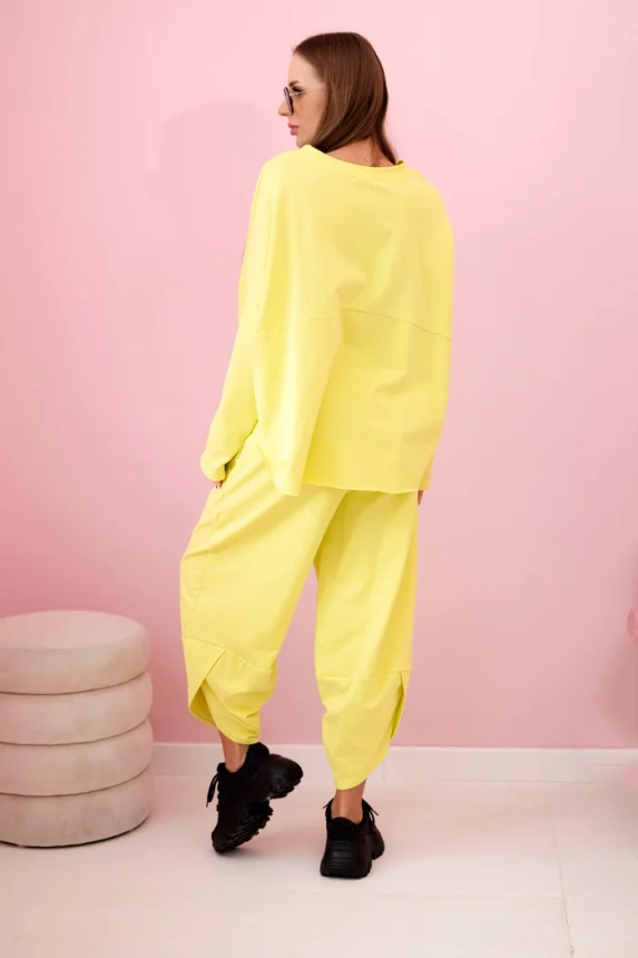 Cotton sweatshirt pants set yellow neon