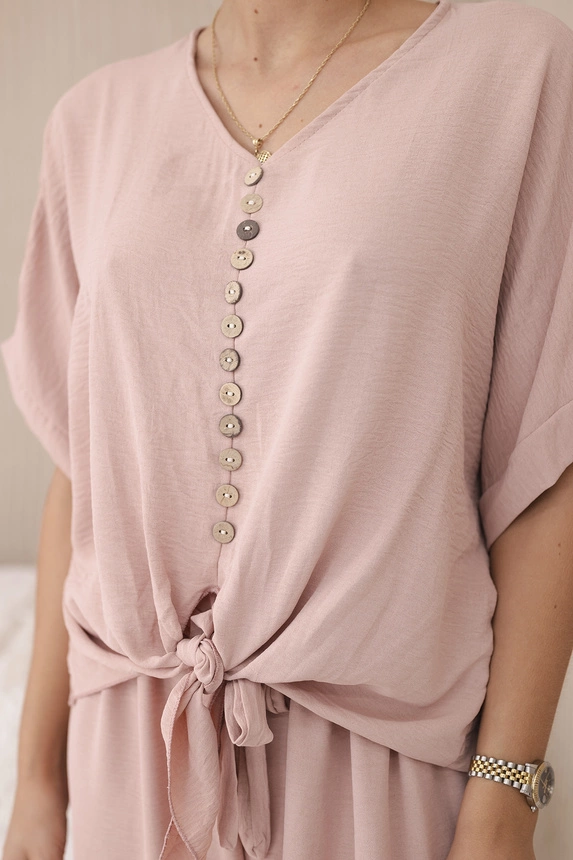 Set of blouses with pants dark powder pink