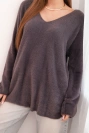 Damenpullover braun aus Wolle mit V-Ausschnitt braun