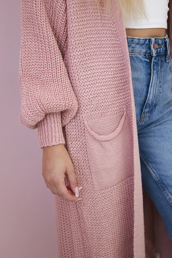 Sweater long cardigan powder pink