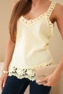 Damen-Baumwollbluse mit Spitzenbesatz gelb