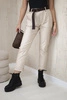 Gewachste Hose mit Gürtel beige