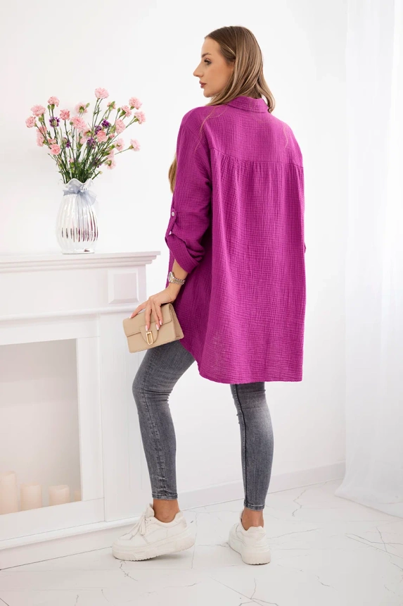 Hemd aus Baumwoll-Musselin Plus Size dunkelviolett