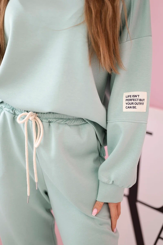 Viskose-Set Sweatshirt + Hose dunkles Mint
