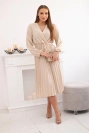 Dress tied with a pleated hem beige