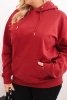 Dámska mikina s kapucňou a klokankou Plus Size z bavlny bordová