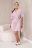 Muslin dress with waist dark pink