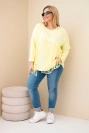 Dámská bavlněná blůza Plus Size s třásněmi žlutá