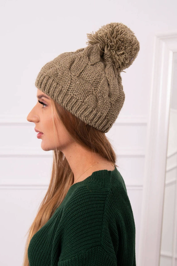 Cap with fleece Stefania K278 light khaki