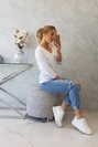 V-neck blouse white