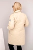 Women's Plus Size quilted jacket with decorative buttons and collar dark beige