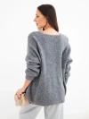 Women's sweater with alpaca without fastening and long sleeve dark gray