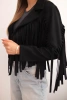 Damen-Wildlederjacke mit Fransen schwarz