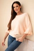 Batwing women's sweater with a round neckline salmon