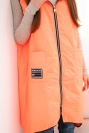 Gesteppte Plus-Size-Damenweste mit Kapuze und Reißverschluss neonorange
