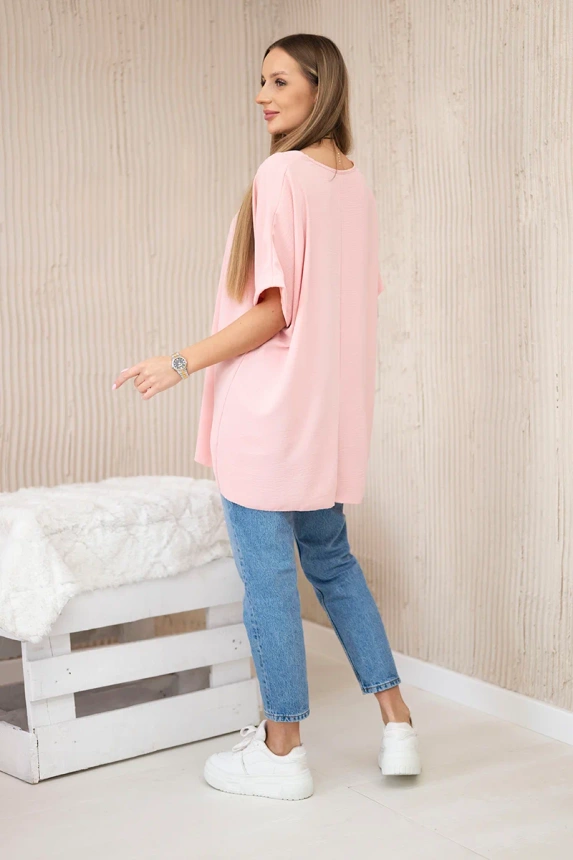 Oversized blouse with pendant powder pink