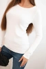 Women's viscose sweater with a round neckline and fitted style white