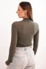 Women's cashmere blouse with a delicate turtleneck and long sleeves, khaki