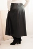 Dámská sukně Plus Size z ekologické kůže s gumou a šňůrkou v pase černá