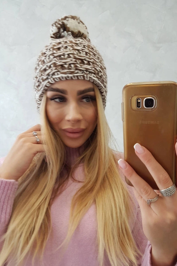 Fleecová čepice Fiona K275 bílá+hnědá