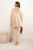 Women's warm cotton tracksuit with a hood beige