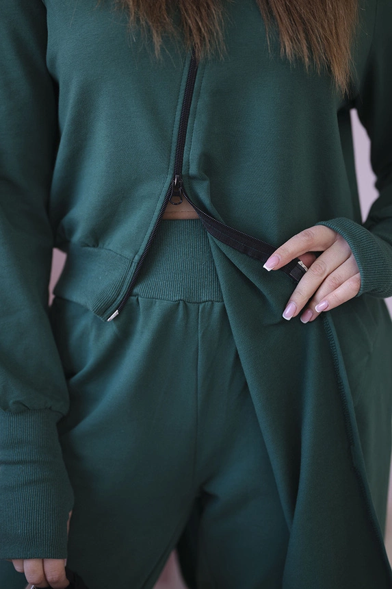 Set sweatshirt with longer side dark green