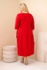 Plus Size women's cotton dress with ruffles and rolled-up sleeves red