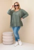 Dámská bavlněná blůza Plus Size s třásněmi khaki