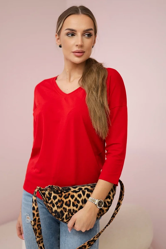 V-neck blouse red
