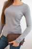Women's viscose sweater with a round neckline and fitted style gray