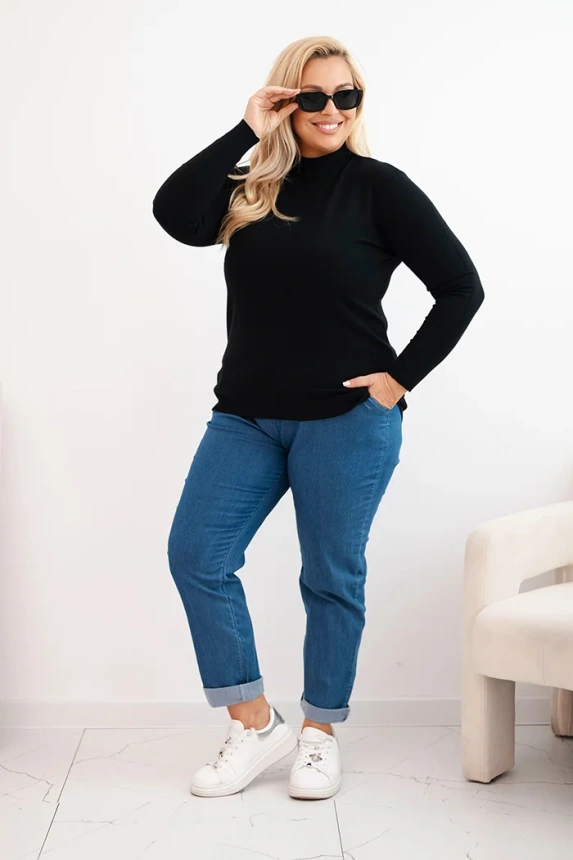 Damenpullover Plus Size aus Viskose mit Rollkragen schwarz