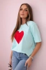 Cotton blouse with a heart print mint