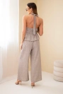 Damen-Set aus Viskose mit gebundenem Top und Hose mit weitem Bein fango