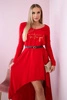 Dress with a decorative belt and an inscription red 