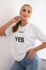 Cotton blouse with Yes/No print white