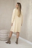 Velour dress with V-neck light beige