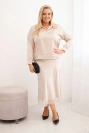 Women's Plus Size set with satin sheen and lace beige