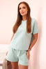 Punto-Set für Damen mit kurzen Ärmeln und Shorts dunkles Mint