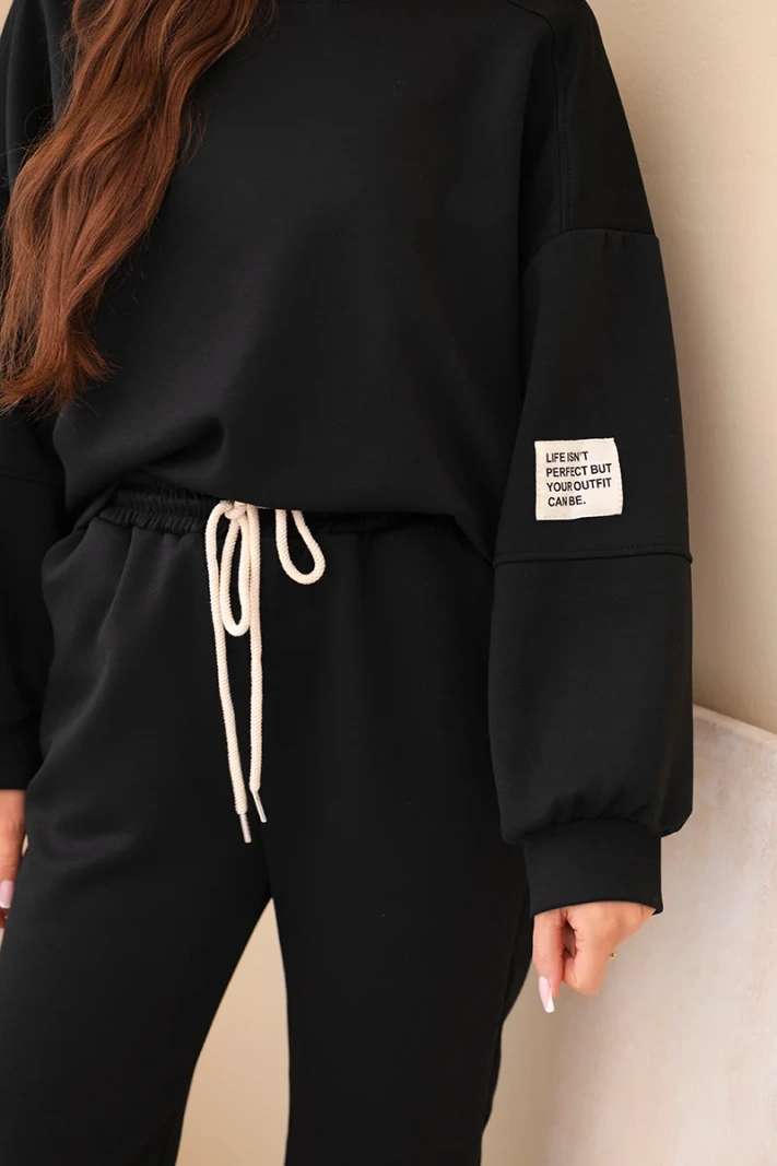 Viskose-Set Sweatshirt + Hose schwarz