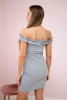 Off-the-shoulder dress with frills gray