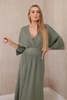 Muslin dress with embroidery at the waist khaki