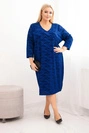 Dámska sukňa z žoržetu Plus Size s výstrihom V modrá