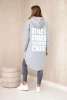 Padded sweatshirt with long back and hood gray